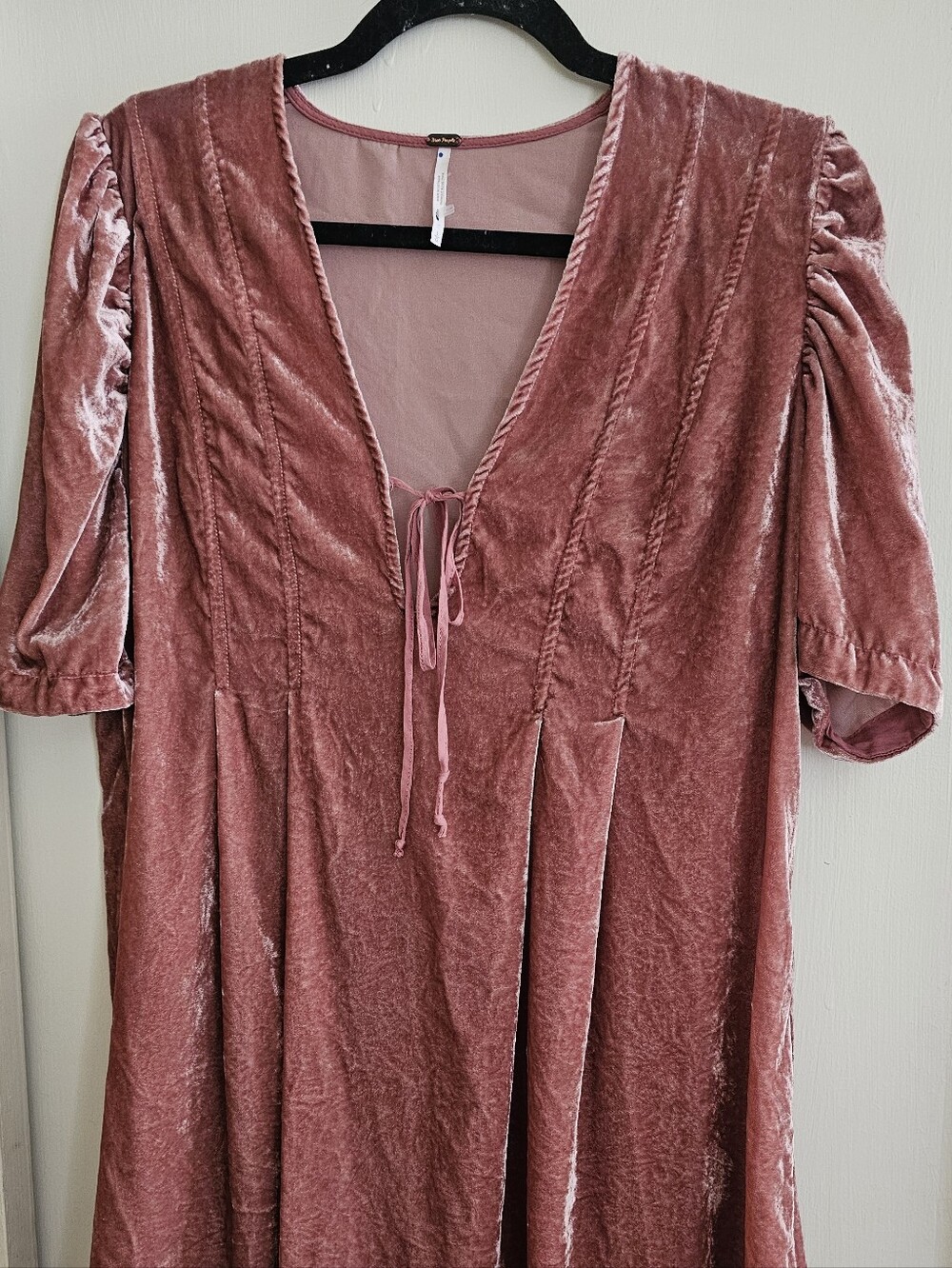 Free People Adelle Velvet Tunic Top Violet Fog Pink Mauve Boho - Size L
